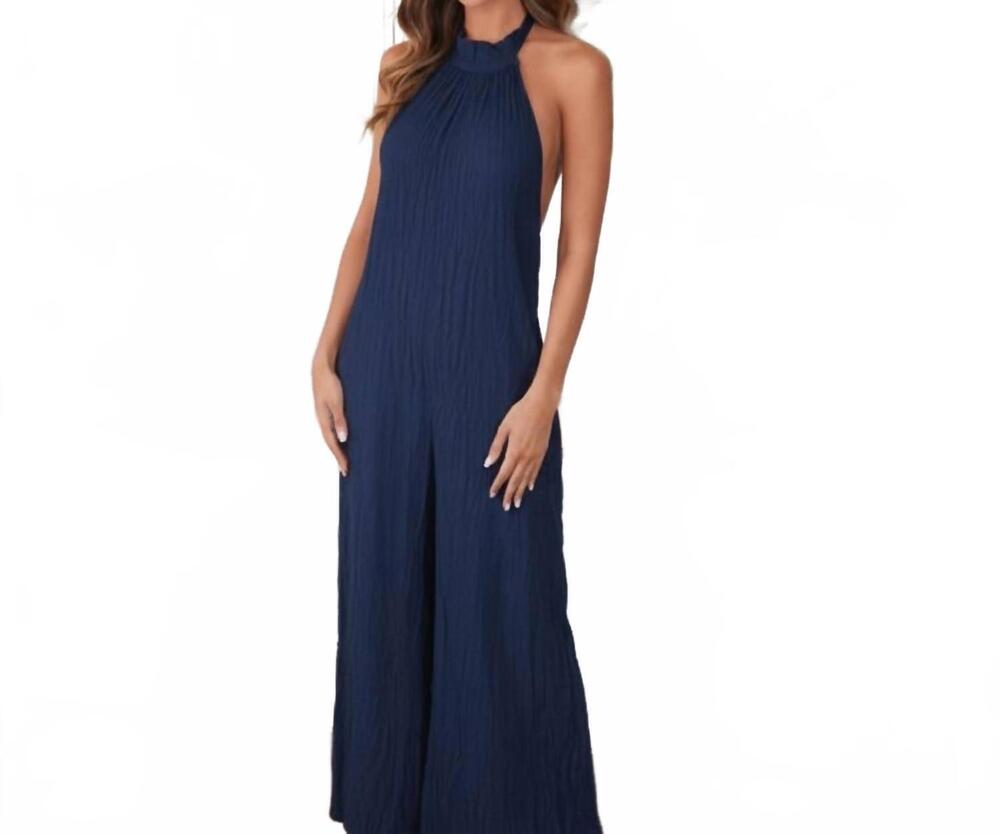 NEW MILIO MILANO halter jumpsuit in navy